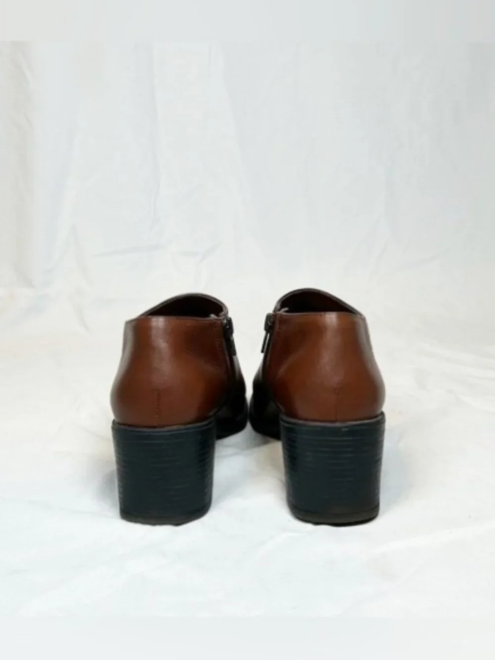 Vintage 90s Damiani Brown Leather Square Toe Zip Shooties Ankle Boots~8~